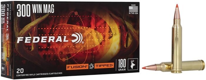 Federal Premium Fusion Tipped .300 Winchester Magnum 180-Grain Centerfire Rifle Ammunition - 20 R...