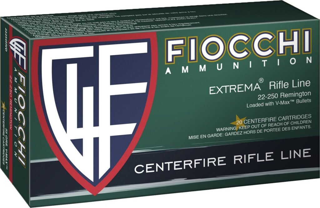 Fiocchi .22 - 250 Remington 55-Grain V-Max Centerfire Rifle Ammunition