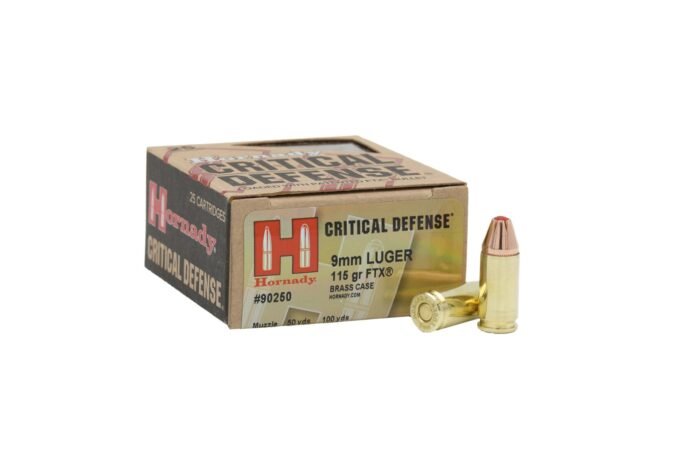 Hornady Critical Defense 9mm Luger 115-Grain Handgun Brass Ammunition - 25 Rounds