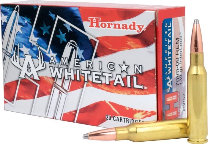 Hornady InterLock SP American Whitetail 7mm-08 Rem 139-Grain Centerfire Rifle Ammunition - 20 Rounds