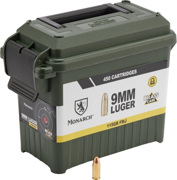 Monarch 9mm Luger 115-Grain FMJ Centerfire Brass Ammunition - 450 Rounds