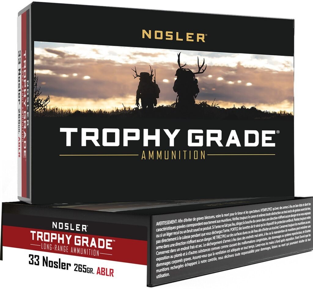 Nosler Trophy Grade AB-Long Range .33 Nosler 265-Grain Centerfire Rifle Ammunition - 20 Rounds