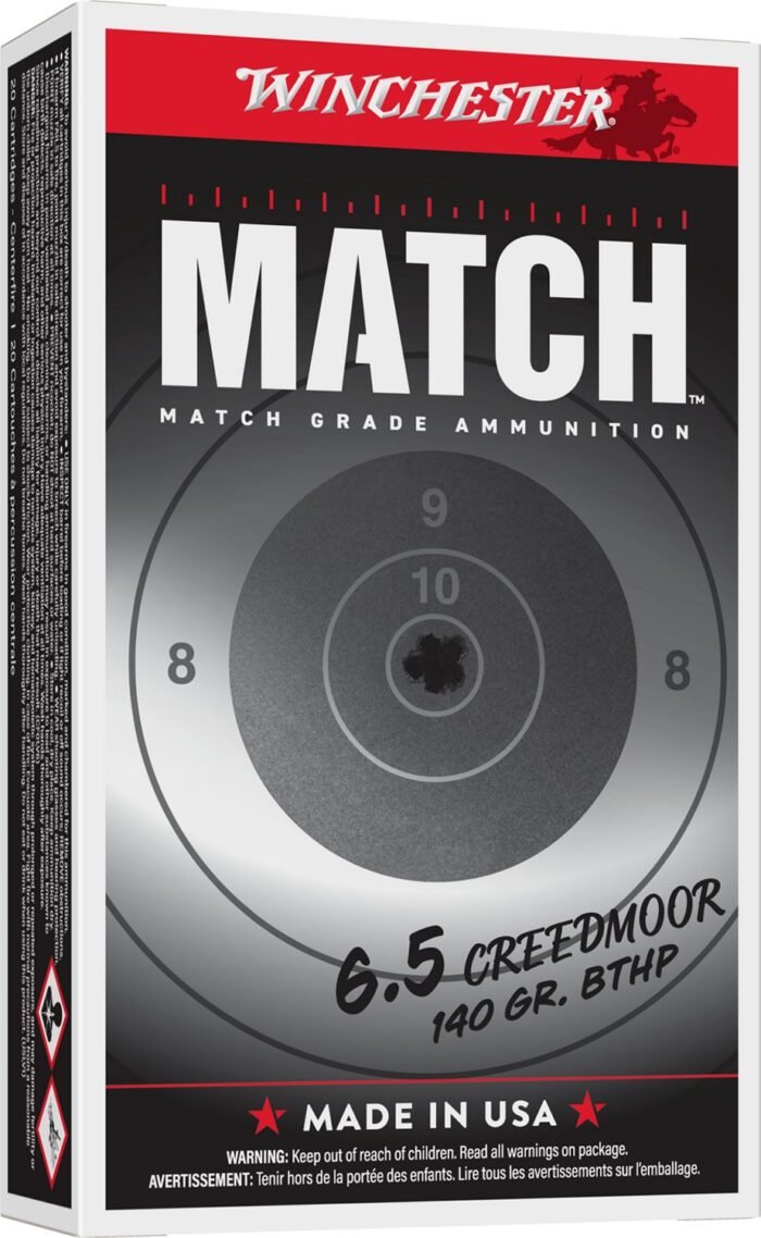 Winchester Match 6.5mm Creedmoor 140-Grain Boat Tail HP Centerfire Rifle Ammunition