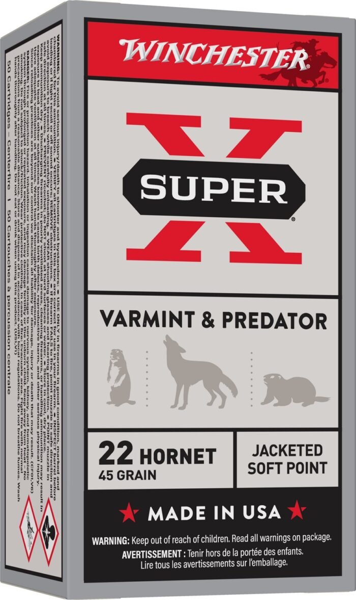 Winchester Super-X Jacketed Soft Point .22 Hornet 50-Grain Centerfire Rifle Ammunition