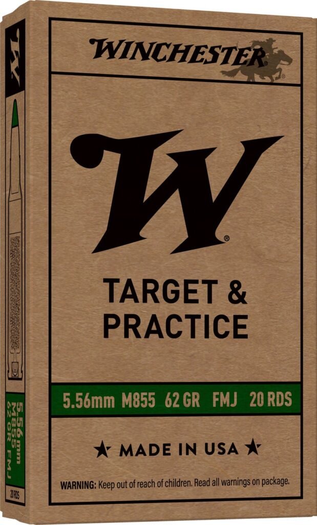 Winchester USA 5.56x45mm NATO 62-Grain Full Metal Jacket Steel Core Ammunition - 20 Rounds