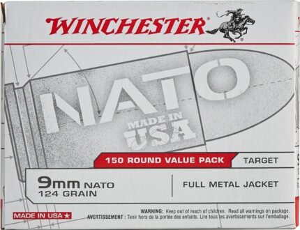 Winchester USA 9mm NATO 124-Grain Handgun Ammunition - 150 Rounds